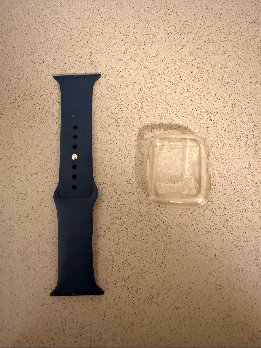Apple Watch Navy Sports Band (S/M) with Protective Case for 45mm Watch